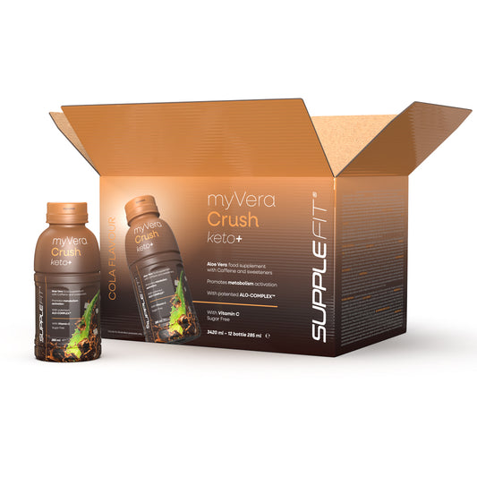 Cod. INTA005-12 MYVERA CRUSH Keto + | Complément alimentaire avec caféine et édulcorants en bouteille unidose de 285 ml (12 bouteilles) - 3420 ml